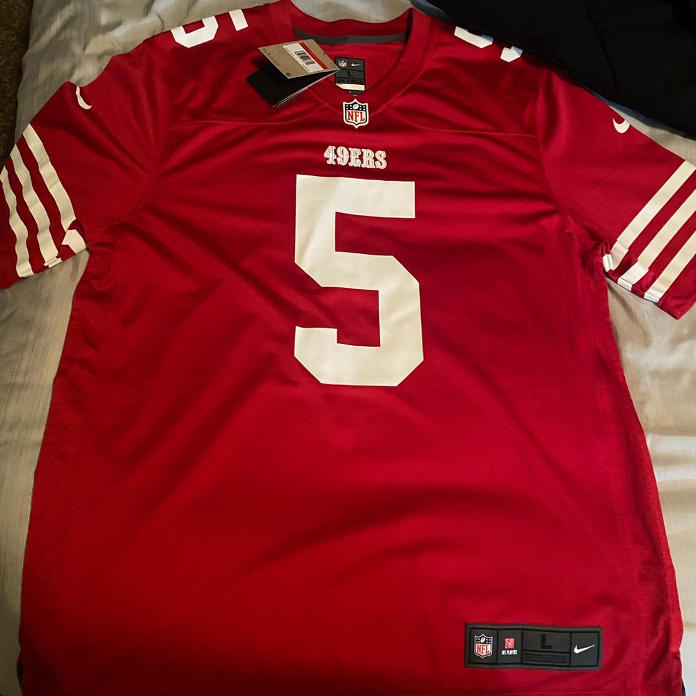 Brand new, with original tags. 49er’s Trey Lance #5 jersey